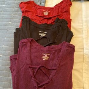 3 LANE BRYANT 3/4 Sleeve tees Black, Burgundy, AND Red - 3 of the same style